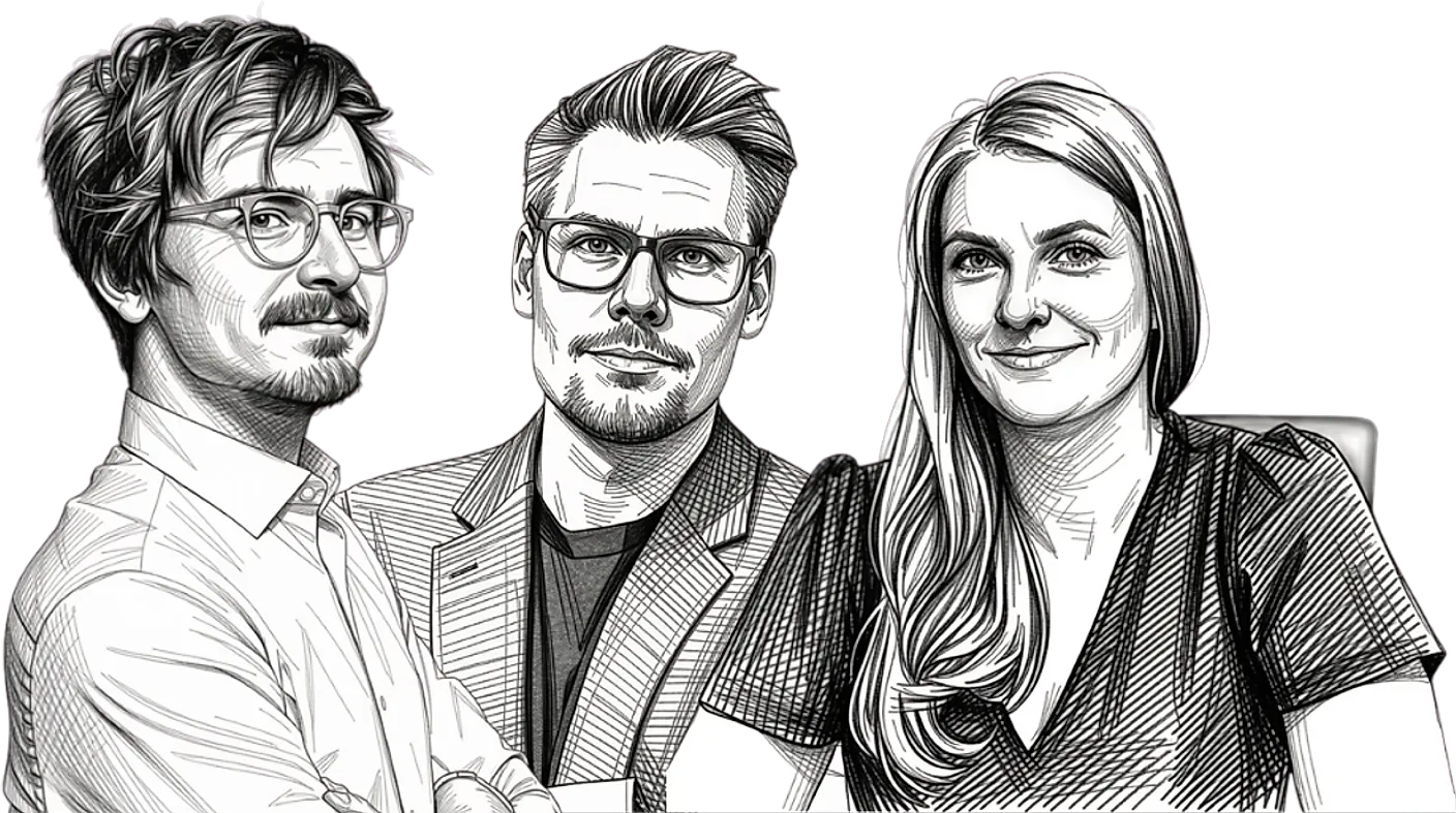 Ilustrace tří lektorů projektu Veřejné zakázky 24